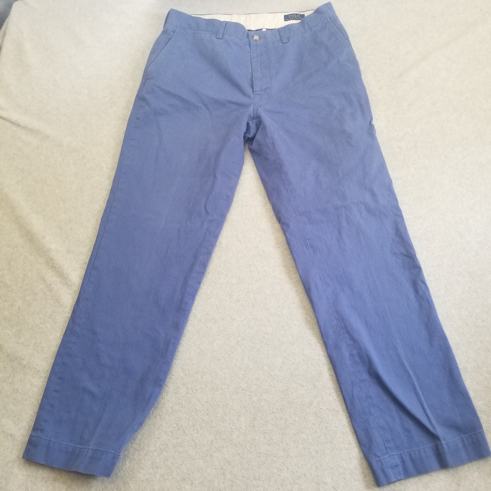 Polo‎ Ralph Lauren Pants Mens 32x30 Blue Chinos Flat Front Preppy Classic Casual